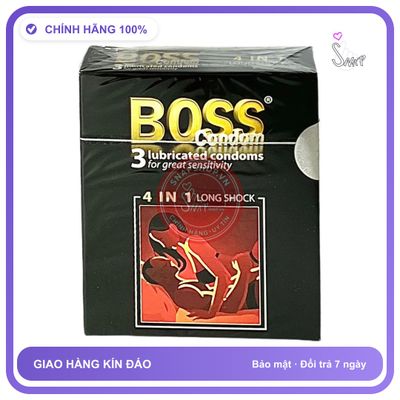 Bao Cao Su Boss 4in1 Hộp 3 Cái chính hãng - siêu mỏng, có gai nổi, hỗ trợ kéo dài - giao hàng che tên kín đáo