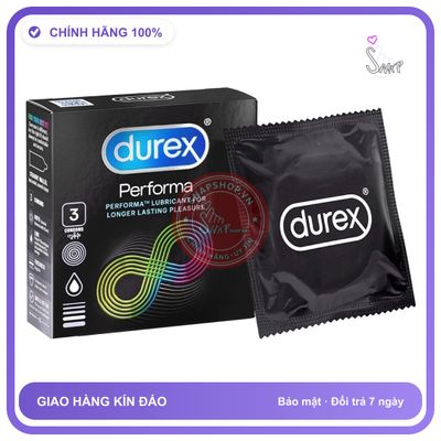 Bao Cao Su Durex Performa Hộp 3 Cái chính hãng - hộp 12 cái, ôm sát cảm giác thật, chất liệu latex an toàn - giao hàng che tên kín đáo