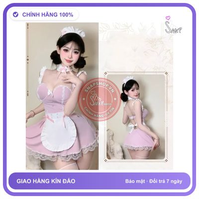 Váy Ngủ Cosplay Hầu Gái Maid Cao Cấp Có N579 Hồng chính hãng - co giãn thoải mái, freesize, set đầy đủ phụ kiện - giao hàng che tên kín đáo