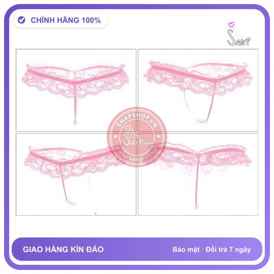 Quần Lót Lọt Khe Dây Đính Hạt Đen Đỏ T301 Hồng chính hãng - phối ren, co giãn thoải mái, freesize - giao hàng che tên kín đáo