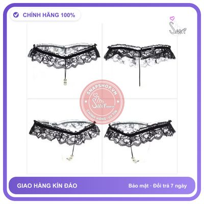 Quần Lót Lọt Khe Dây Đính Hạt Đen Đỏ T301 Đen chính hãng - phối ren, co giãn thoải mái, freesize - giao hàng che tên kín đáo