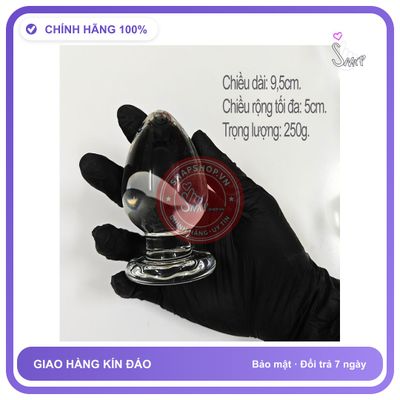 Plug Thủy Tinh Trong Suốt Size Lớn Mẫu 4 chính hãng - sạc USB, chất liệu an toàn cho da, dễ vệ sinh - giao hàng che tên kín đáo