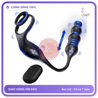Plug Thụt Rung 3 Điểm Kết Hợp Vòng Rung Dương Vật chính hãng - chất liệu an toàn cho da, dễ vệ sinh, êm ái khi dùng - giao hàng che tên kín đáo