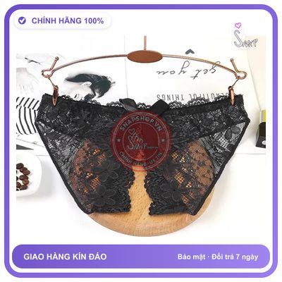 Quần Lót Sexy Ren Hoa Xẻ Đáy Gợi Cảm T306 Đen chính hãng - phối ren, chất vải mềm mát, đường may tỉ mỉ - giao hàng che tên kín đáo