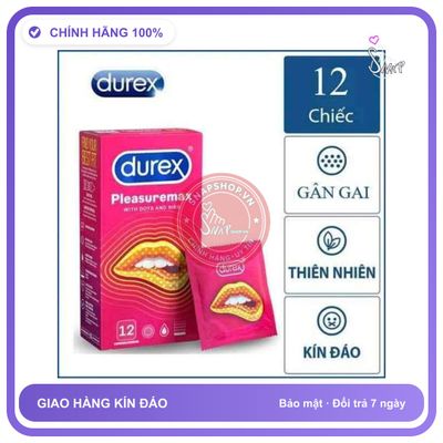 Bao cao su durex hộp 12 cái, có gai, che tên sản phẩm bảo mật kín đáo
