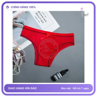 Quần Lót Nữ Thun Gân Cotton Đính Nơ Mềm T321 Đỏ chính hãng - co giãn thoải mái, freesize, chất vải mềm mát - giao hàng che tên kín đáo