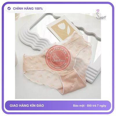 Quần Lót Ren Xuyên Thấu Hoạ Tiết Trái Tim T332 Nude chính hãng - phối ren, co giãn thoải mái, freesize - giao hàng che tên kín đáo