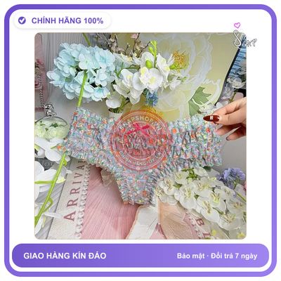 Quần Lót Lưng Thun Nhún Bèo Cạp Cao Đáng T303 Xám Xanh Hoa chính hãng - phối ren, co giãn thoải mái, freesize - giao hàng che tên kín đáo