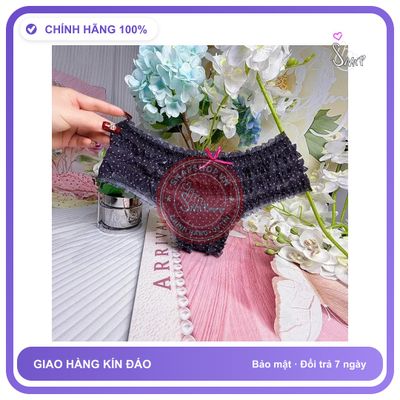 Quần Lót Lưng Thun Nhún Bèo Cạp Cao Đáng T303 Đen Chấm Bi chính hãng - phối ren, co giãn thoải mái, freesize - giao hàng che tên kín đáo