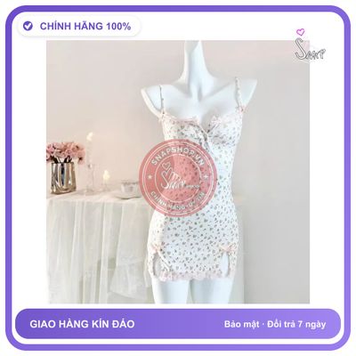 Váy Ngủ Hoa Nhí 2 Dây Phối Ren Siêu N232 Trắng Hoa Trà chính hãng - co giãn thoải mái, freesize, ôm body tôn dáng - giao hàng che tên kín đáo