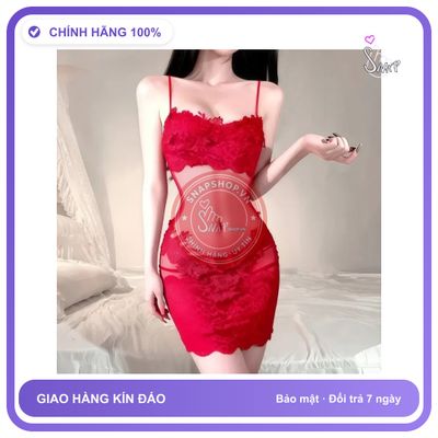 Váy Ngủ Ren Hoa Xuyên Thấu Đen Trắng Quyến N265 Đỏ chính hãng - phối ren, co giãn thoải mái, freesize - giao hàng che tên kín đáo