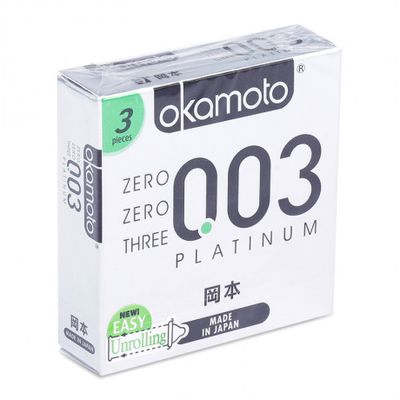 Bao cao su Okamoto 0.03 Platinum hộp 3 cái