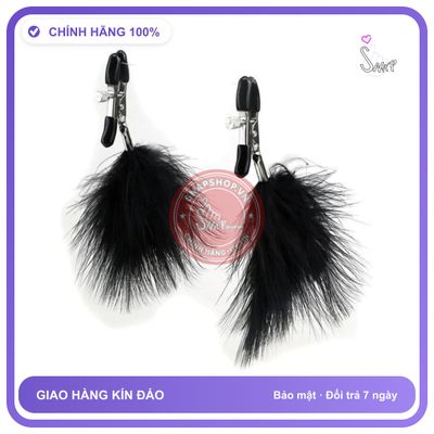 Kẹp Núm Ti Lông Vũ BDSM Kiểm Soát Lực chính hãng - sạc USB, rung êm không tiếng động, chất liệu an toàn cho da - giao hàng che tên kín đáo