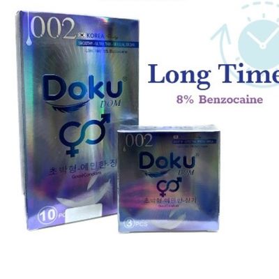 Bao cao su Doku Dom 002 long time 8% benzocain hộp 3 cái