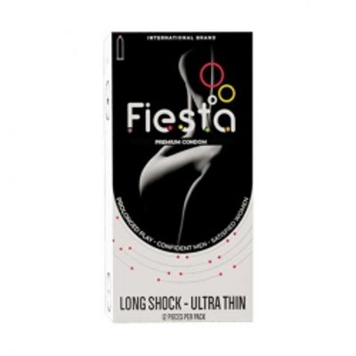 Bao cao su Fiesta Long shock - Ultra thin (trắng) hộp 12 cái