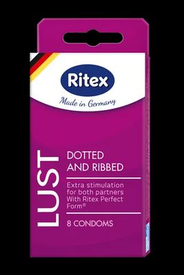 Bao cao su gân gai Ritex Lust Dotted and Ribbed hộp 8 cái