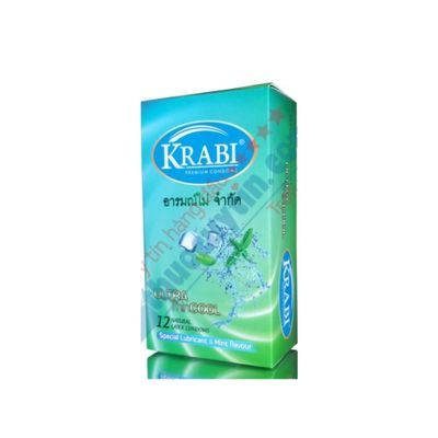Bao cao su Krabi Ultra Thin Cool siêu mỏng, hương bạc hà (xanh lá) hộp 12 cái giao nhanh