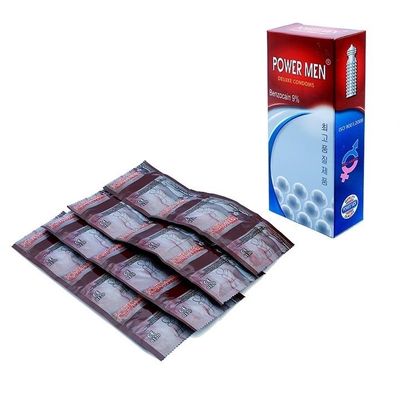 Bao cao su ngọc trai gân gai kéo dài Power Men Longer Plus Type Benzocain 9% hộp 12 cái