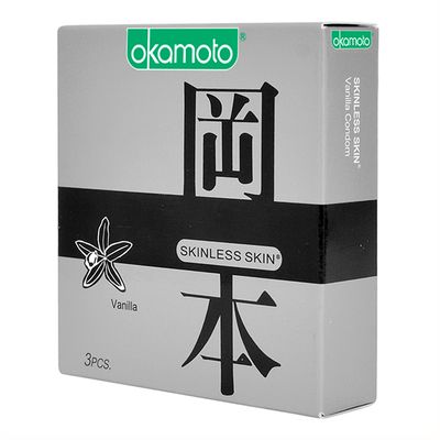 Bao cao su Okamoto Skinless Skin Vanilla hộp 3 cái hàng có sẵn