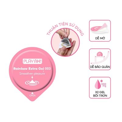 Bao cao su PlayAh Rainbow Gel 003 hộp 3 cái hàng có sẵn