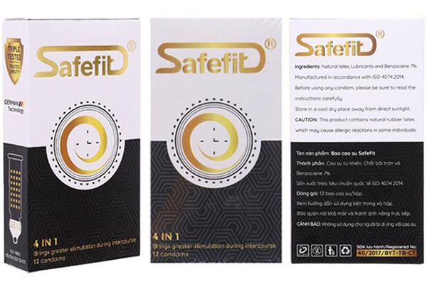 Bao cao su Safefit 4 IN 1 (đen) hộp 12 cái hàng có sẵn