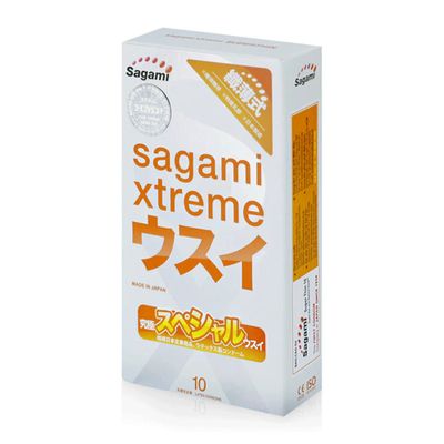 Bao cao su Sagami Xtreme Super Thin (cam) - Siêu mỏng, ôm sát hộp 10 cái