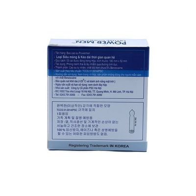 Bao cao su siêu mỏng kéo dài Power Men Viagra Type hộp 3 cái mẫu mới