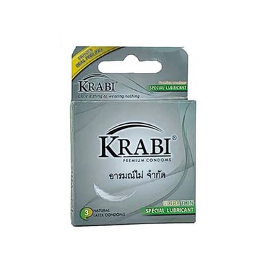 Bao cao su siêu mỏng Krabi Ultrathin hộp 3 cái hàng có sẵn