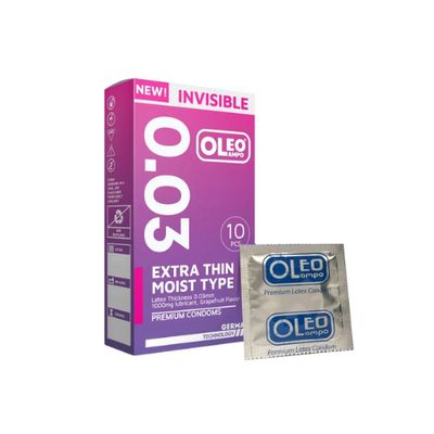 Bao cao su siêu mỏng Oleo Invisible Extra Thin 003 hộp 10 cái