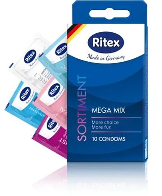 Bao cao su siêu phối hợp Ritex Sortiment Mega Mix hộp 10 cái hàng có sẵn