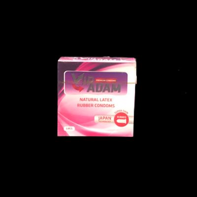 Bao cao su Vip Adam Ribbed (có vân, hồng) hộp 3 cái