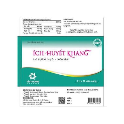 Bổ huyết điều kinh Ích Huyết Khang hộp 3 vỉ x 10 viên nang cứng giao nhanh