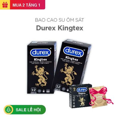 Combo 2 hộp bao cao su Durex Kingtex 12 cái tặng 1 hộp 3 cái