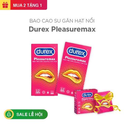 Combo 2 hộp bao cao su Durex Pleasuremax 12 cái tặng 1 hộp 3 cái