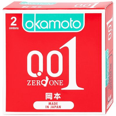 Phòng tránh thai, ngăn ngừa HIV và các bệnh lây qua đường tình dục bao cao su Okamoto Hydro Polyurethane siêu mỏng 001 PU hộp 2 cái