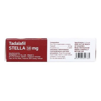 Viên uống rối loạn cương dương Tadalafil STELLA 10mg hộp 2 viên đóng gói kín