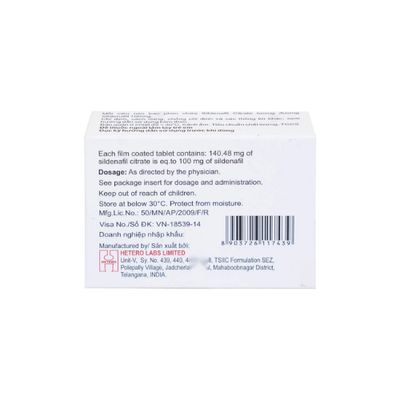Viên uống rối loạn cương dương SIFE - 100 Hetero hộp 1 vỉ x 4 viên hàng chuẩn