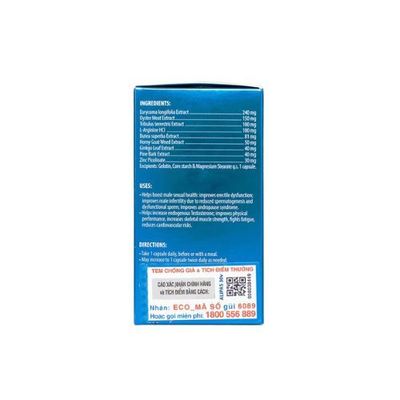 Viên uống tăng cường sinh lý nam Sâm Alipas New Ecogreen hộp 1 lọ 30 viên mẫu mới