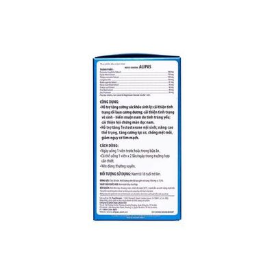 Viên uống tăng cường sinh lý nam Sâm Alipas New Ecogreen hộp 1 lọ 30 viên bản tiêu chuẩn