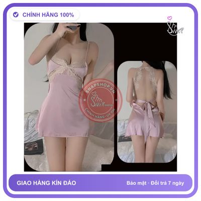 Váy Ngủ Lụa Phối Ren Ngực Gợi Cảm Bonita N186 Hồng chính hãng - chất lụa mát mềm, freesize, set đầy đủ phụ kiện - giao hàng che tên kín đáo