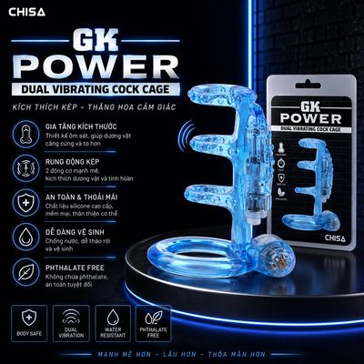 Vòng Rung Chisa GK Power Dual Vibrating Cock Cage chính hãng - chất liệu an toàn cho da, dễ vệ sinh, êm ái khi dùng - giao hàng che tên kín đáo