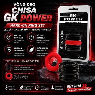 Vòng Đeo Chisa GK Power Hard-On Ring Set chính hãng - thấm nhanh không nhờn rít, dùng trước khi quan hệ, nhỏ gọn dễ mang theo - giao hàng che tên kín đáo