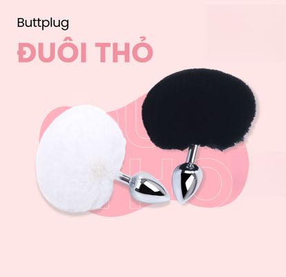 Đuôi Thỏ Inox Gắn Hậu Môn Nhiều Màu chính hãng - chất liệu an toàn cho da, dễ vệ sinh, êm ái khi dùng - giao hàng che tên kín đáo