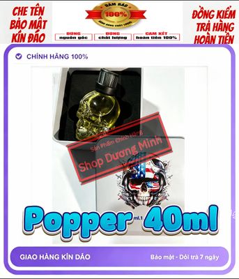 ( Hàng Chính Hãng USA) Popper Đầu Lâu 40ml, Dòng Siêu Mạnh Phê Lâu Cho Ng Lờn Nặng, Tác Dụng Cực Nhanh, Hít Là Phê Ngay 
