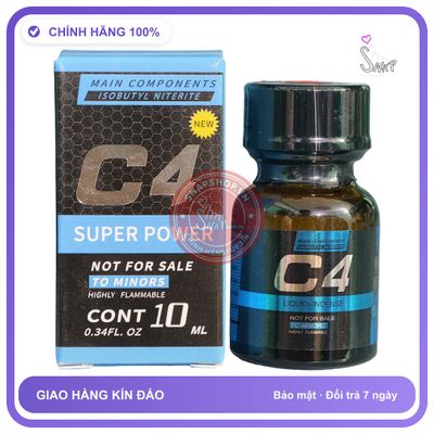Popper C4 Super Power Blue 10ml chính hãng - chai 10ml, hương dịu không nồng, hàng chuẩn nhập khẩu - giao hàng che tên kín đáo