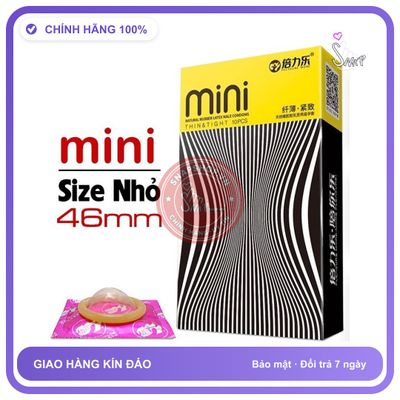 Bao Cao Su HBM Mini Thin Size Nhỏ 46mm, Hộp 10 Cái chính hãng - siêu mỏng, nhiều gel bôi trơn, ôm sát cảm giác thật - giao hàng che tên kín đáo