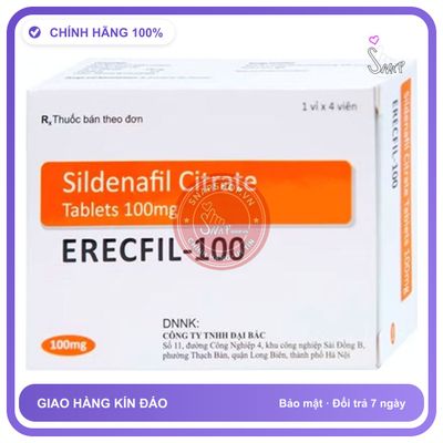 Viên Uống Cường Dương Erecfil-100 mg (1 vỉ x 4 viên) chính hãng - hàng chuẩn nguồn gốc rõ ràng, dùng đều đặn mỗi ngày, đóng gói kín đáo - giao hàng che tên kín đáo