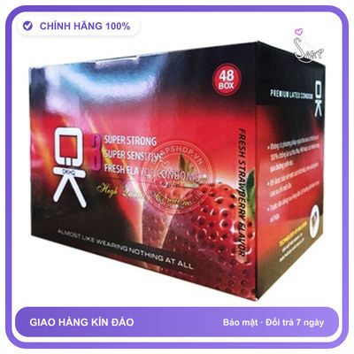 Bao Cao Su Ok Hương Dâu Hộp Lớn 144 chính hãng - có hương thơm, ôm sát cảm giác thật, chất liệu latex an toàn - giao hàng che tên kín đáo