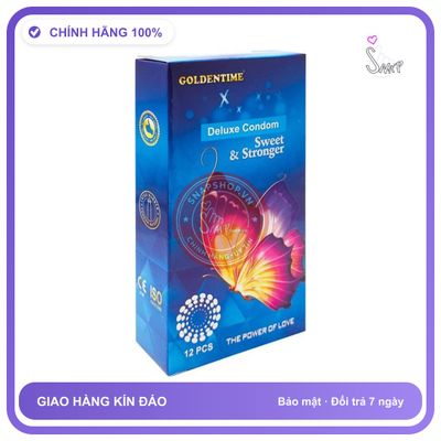 Bao Cao Su Có Gai Goldentime Sweet And Stronger Xanh Hộp 12 Chiếc chính hãng - có gai nổi, hộp 12 cái, ôm sát cảm giác thật - giao hàng che tên kín đáo