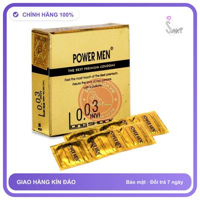 Bao Cao Su Power Men Invi 0.03mm Kéo Dài chính hãng - siêu mỏng 0.03mm, siêu mỏng, hỗ trợ kéo dài - giao hàng che tên kín đáo